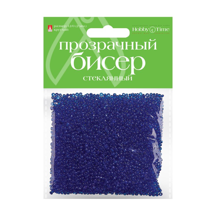 

Бисер круглый ПРОЗРАЧНЫЙ, 2 ММ, 60 на гребне синий, №7