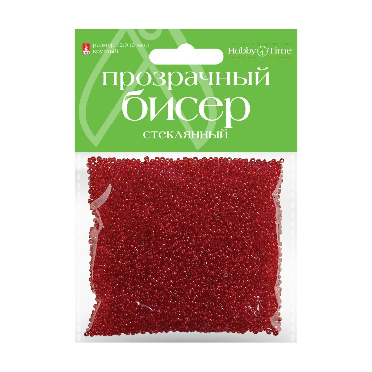 

Бисер круглый ПРОЗРАЧНЫЙ, 2 ММ, 60 на гребне красный, №4