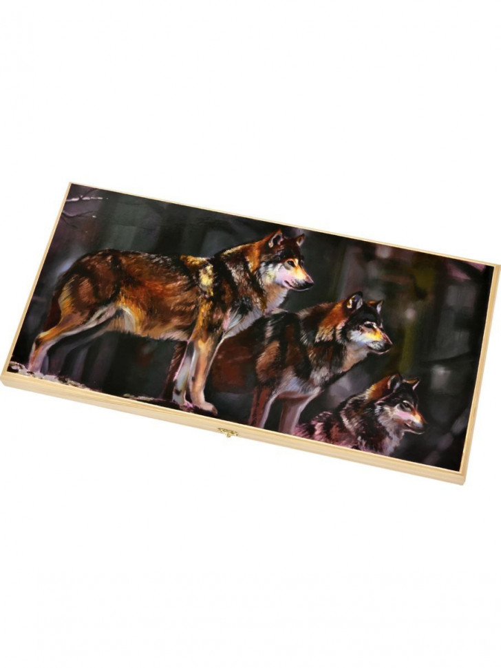 

Нарды Lavochkashop подарочные с цветным рисунком Волчья стая средние 50 см 1046/9