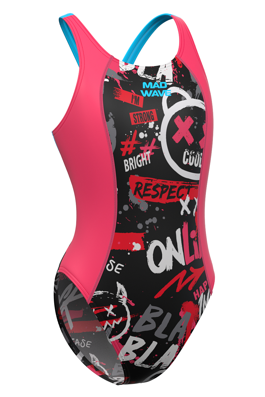 

Купальник слитный детский Mad Wave Salut Junior PBT H1, розовый, 146, Salut Junior PBT H1