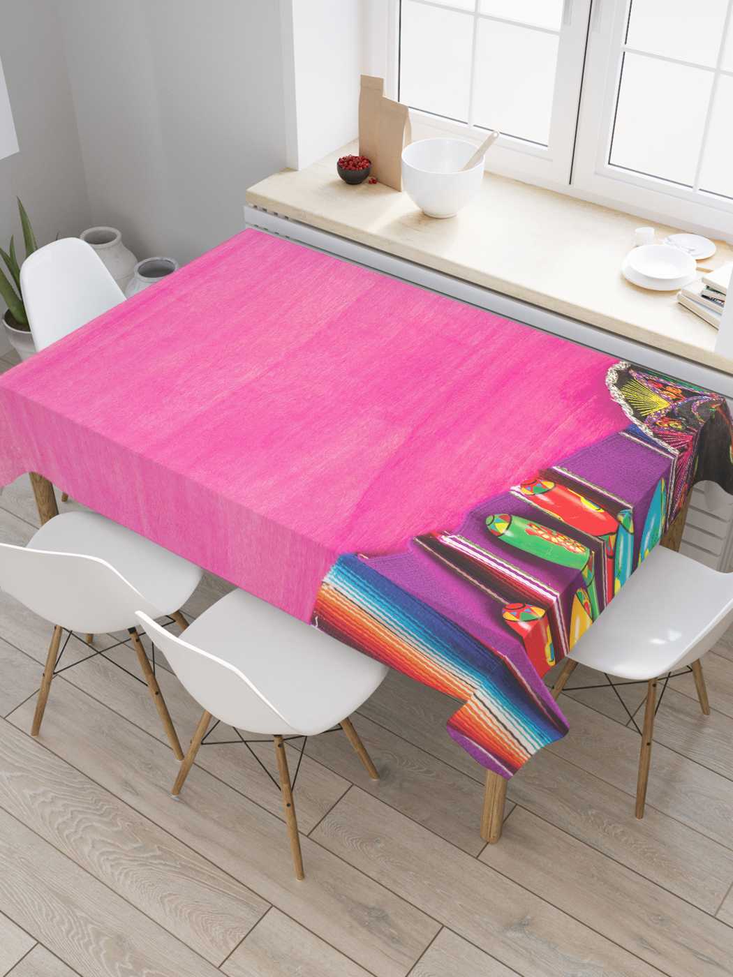 

Скатерть прямоугольная JoyArty "Мексиканский быт" из сатена, 120x145 см, Розовый, Мексиканский быт