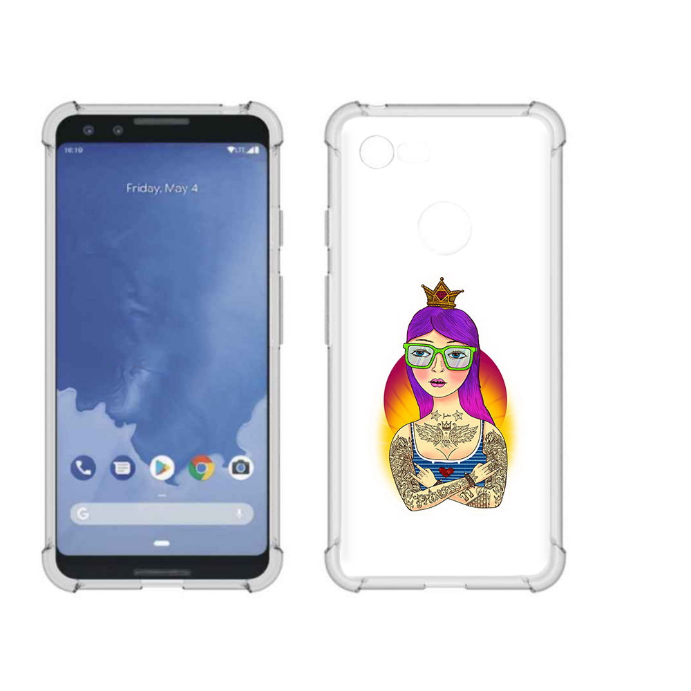 

Чехол MyPads Tocco для Google Pixel 3 девушка в татуировках с короной, Прозрачный, Tocco
