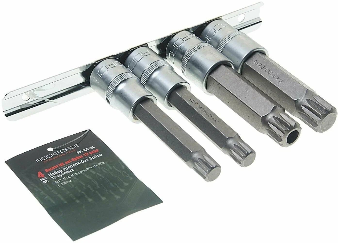 

Набор Головок-Бит Rf-40916L Spline 12-Лучевых, 4 Пр(М12,М14,М16 С Отверстием, М18 L-100Мм)