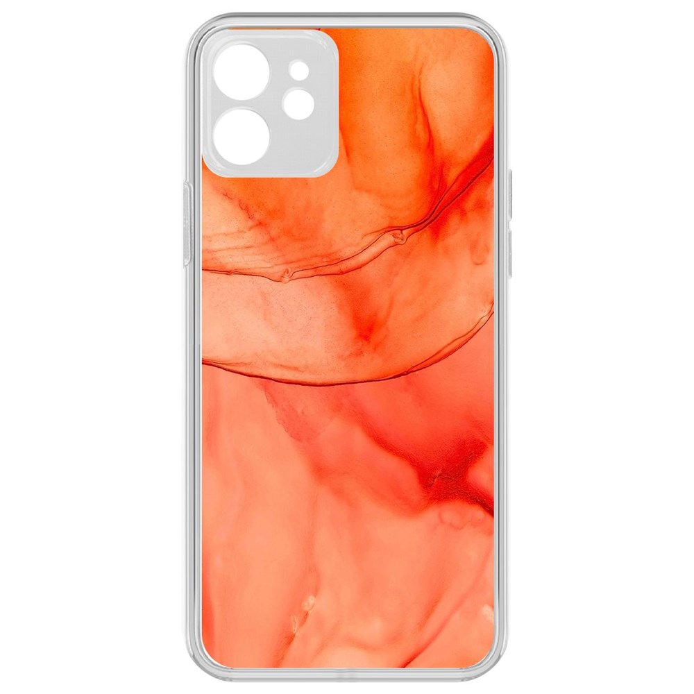 

Чехол-накладка Krutoff Clear Case Абстракт оранж для iPhone 12 с защитой камеры, Прозрачный