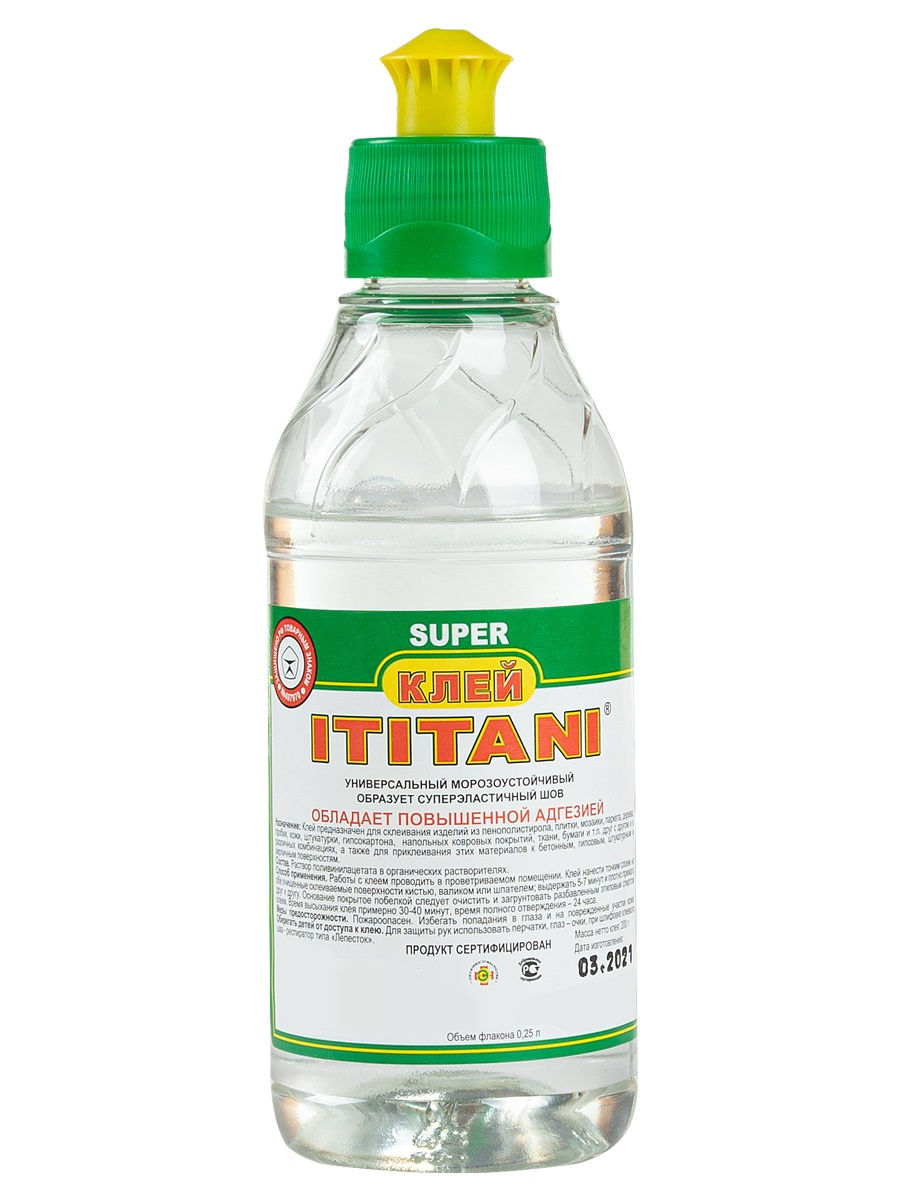 Клей для потолочной плитки ITITANI 0,25 л клей для потолочной плитки ititani 1 л