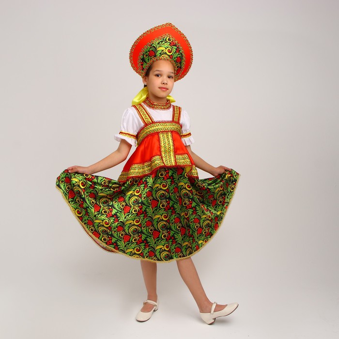 Страна Карнавалия Русский костюм для девочки «Рябинушка с отлетной кокеткой», р. 32, рост