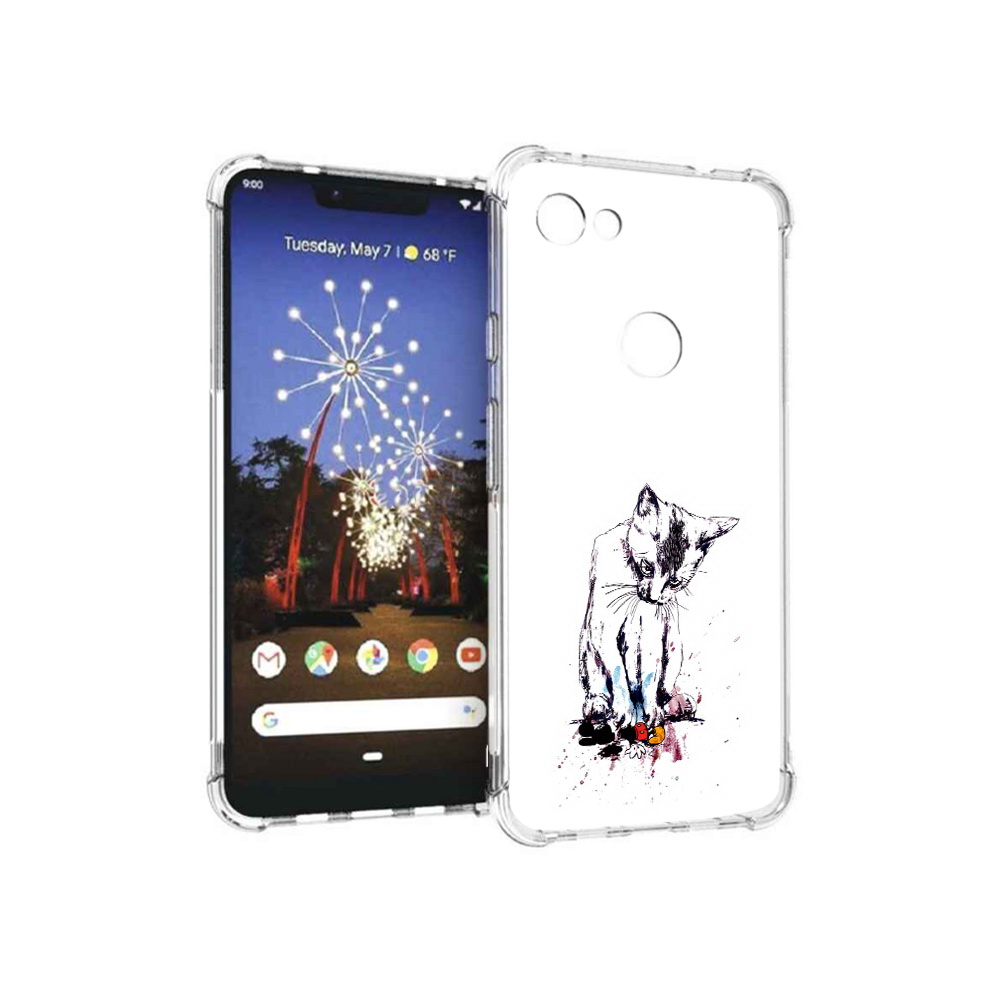 

Чехол MyPads Tocco для Google Pixel 3 XL кот и микки, Прозрачный, Tocco