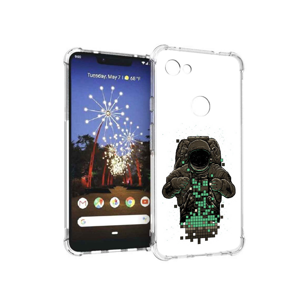 

Чехол MyPads Tocco для Google Pixel 3 XL космонавт с пикселями, Прозрачный, Tocco