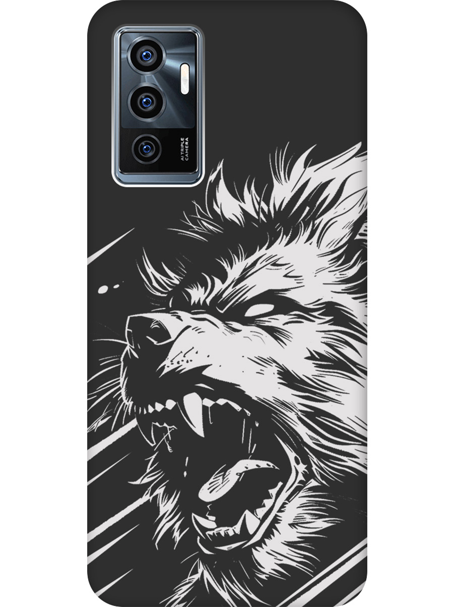 

Силиконовый чехол на Vivo V23e с принтом "Рев оборотня" матовый черный, Черный;белый, 743438013