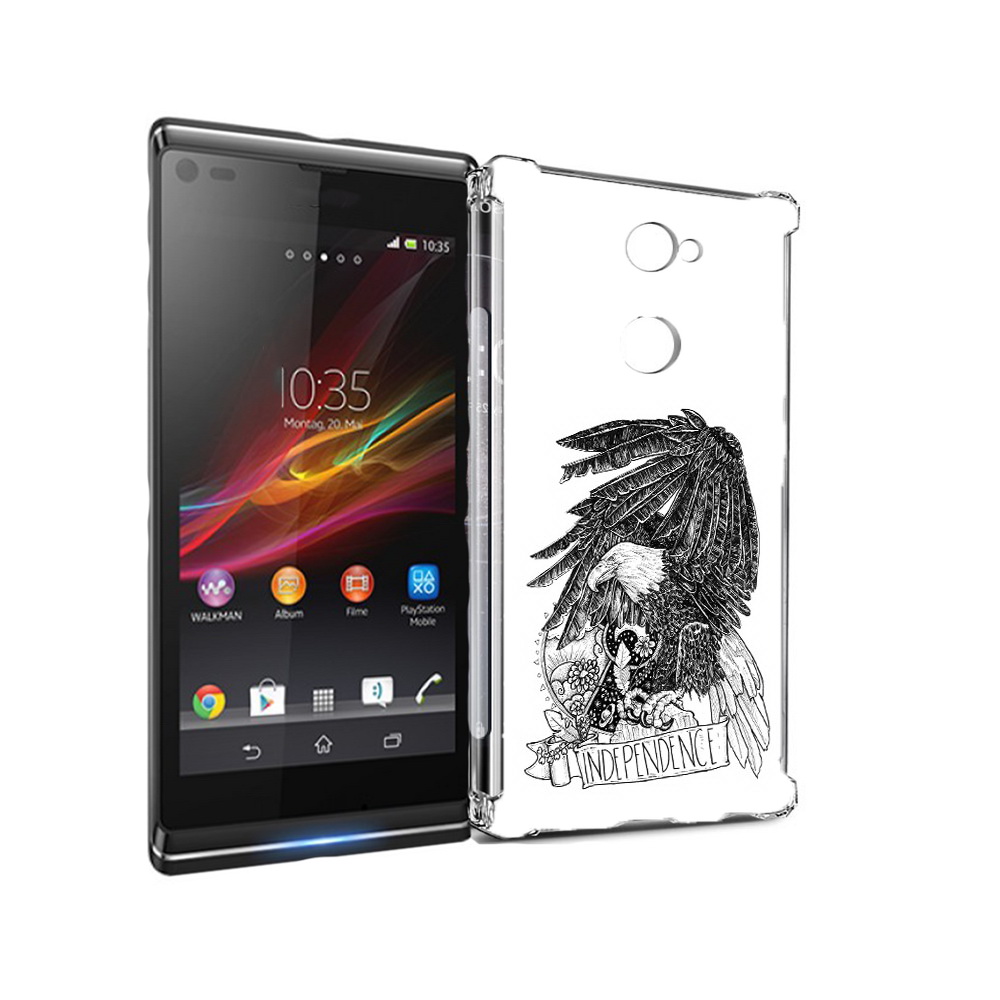 

Чехол MyPads Tocco для Sony Xperia L2 черно белый сокол (PT99662.233.688), Прозрачный, Tocco