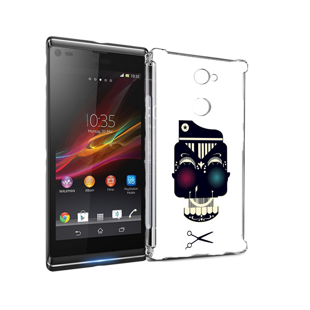 

Чехол MyPads Tocco для Sony Xperia L2 черно белый скелет с яркими глазами, Прозрачный, Tocco