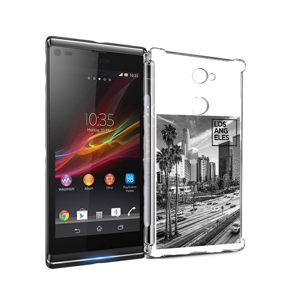 

Чехол MyPads Tocco для Sony Xperia L2 черно белый лос анджелес (PT99662.233.685), Прозрачный, Tocco