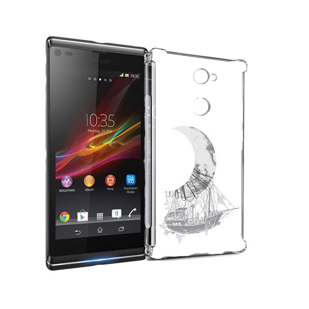 

Чехол MyPads Tocco для Sony Xperia L2 черно белый корабль полумесяц (PT99662.233.684), Прозрачный, Tocco