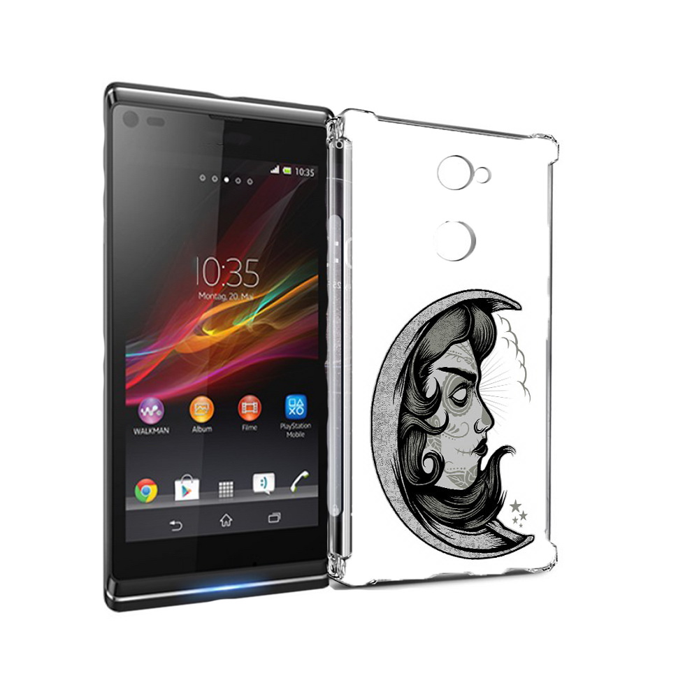 

Чехол MyPads Tocco для Sony Xperia L2 черно белая луна с лицом (PT99662.233.680), Прозрачный, Tocco