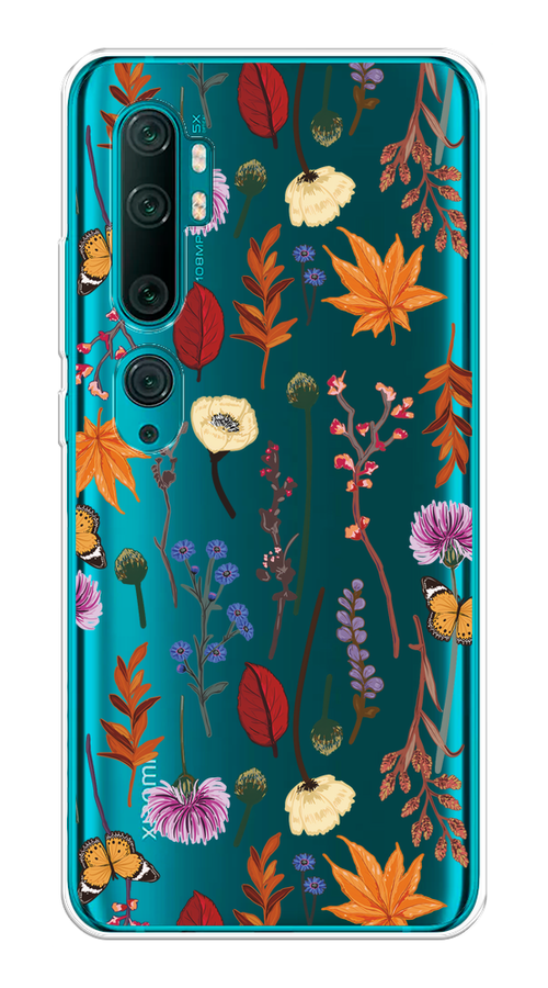 

Чехол на Xiaomi Mi Note 10/Mi Note 10 Pro "Orange Purple flowers", Оранжевый;красный;розовый;желтый;прозрачный, 37350-1