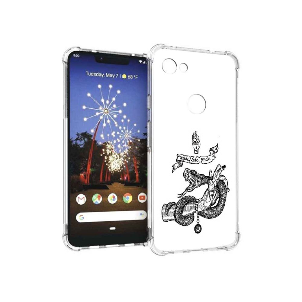 

Чехол MyPads Tocco для Google Pixel 3 XL змея на руке рисунок, Прозрачный, Tocco