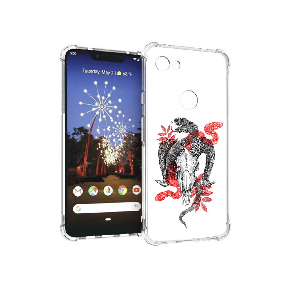 

Чехол MyPads Tocco для Google Pixel 3 XL змея в черепе рисунок, Прозрачный, Tocco