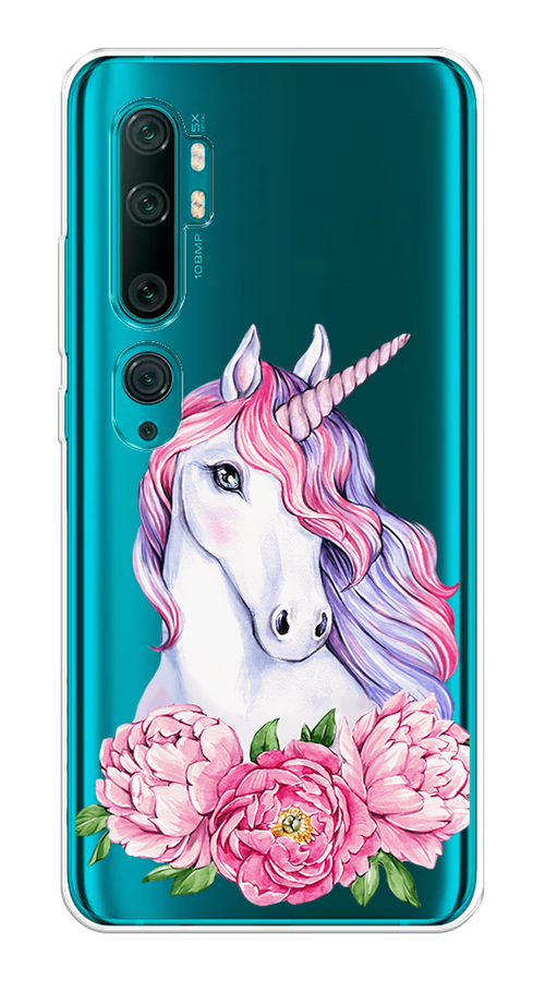 

Чехол на Xiaomi Mi Note 10/Mi Note 10 Pro "Единорог с пионами", Розовый;белый;зеленый, 37350-1