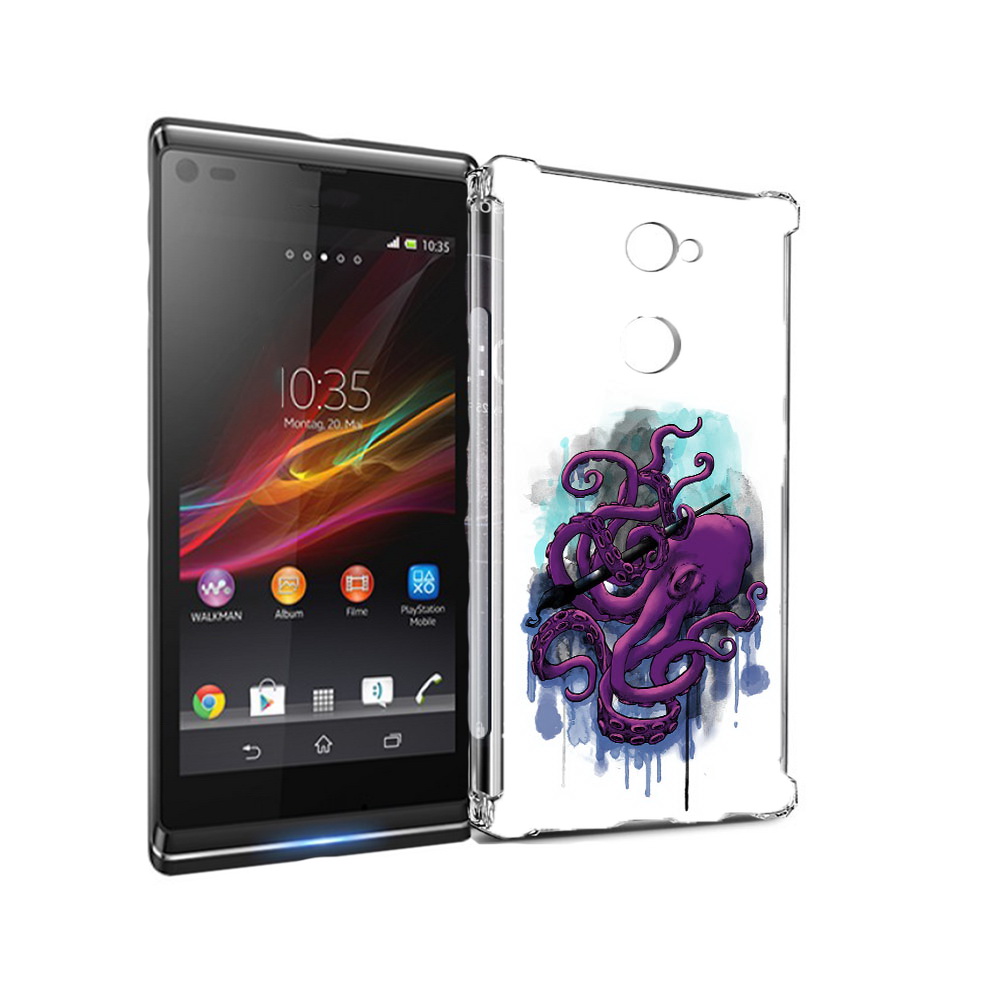 

Чехол MyPads Tocco для Sony Xperia L2 фиолетовый осьминог (PT99662.233.658), Прозрачный, Tocco