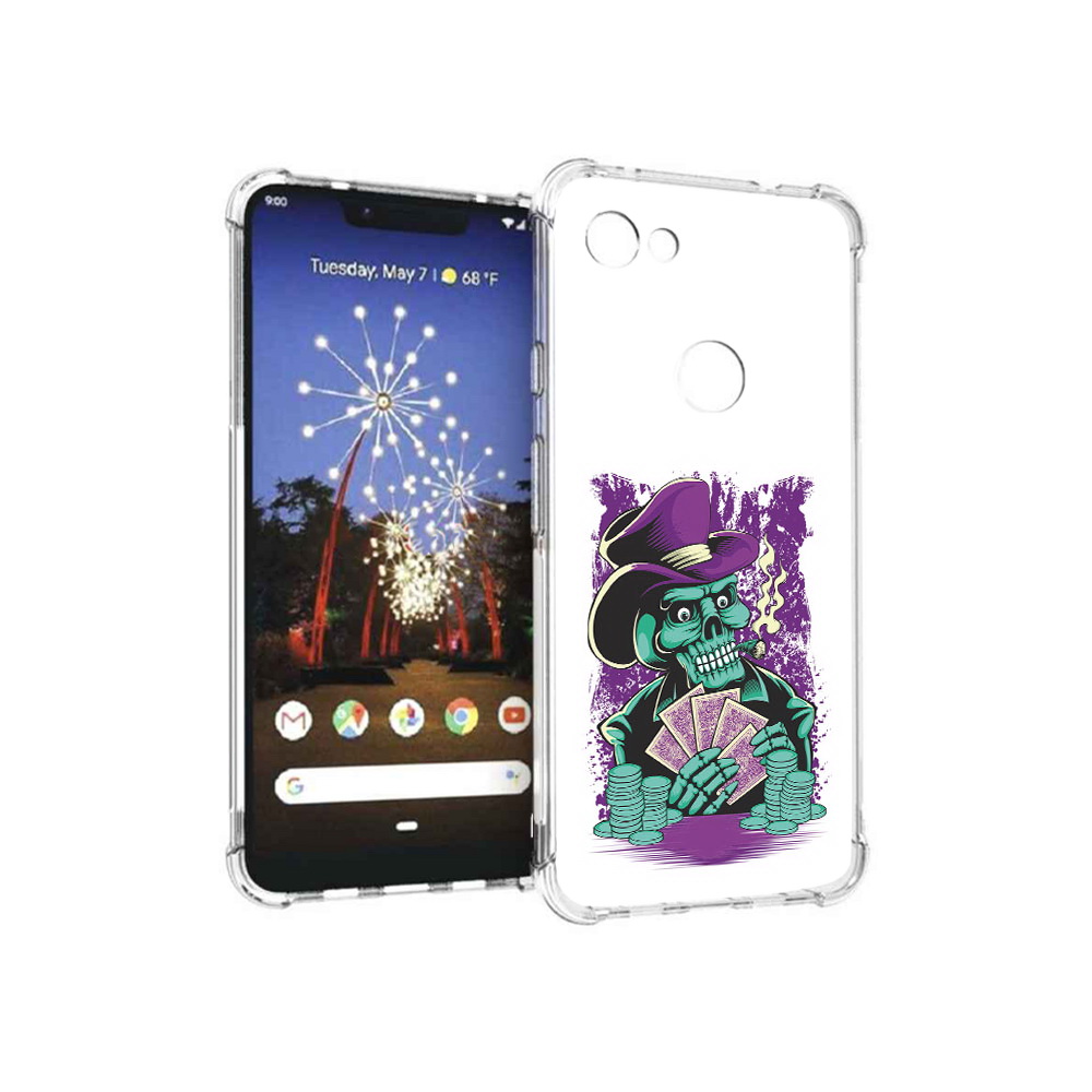 

Чехол MyPads Tocco для Google Pixel 3 XL зеленый череп с картами, Прозрачный, Tocco