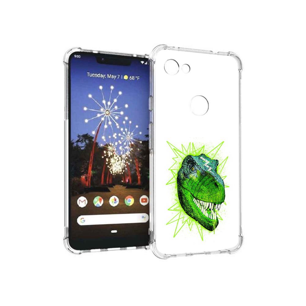 

Чехол MyPads Tocco для Google Pixel 3 XL зеленый динозавр, Прозрачный, Tocco