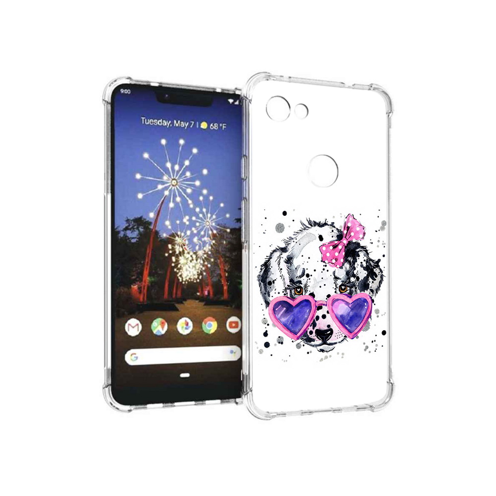 

Чехол MyPads Tocco для Google Pixel 3 XL долматинец в очках, Прозрачный, Tocco