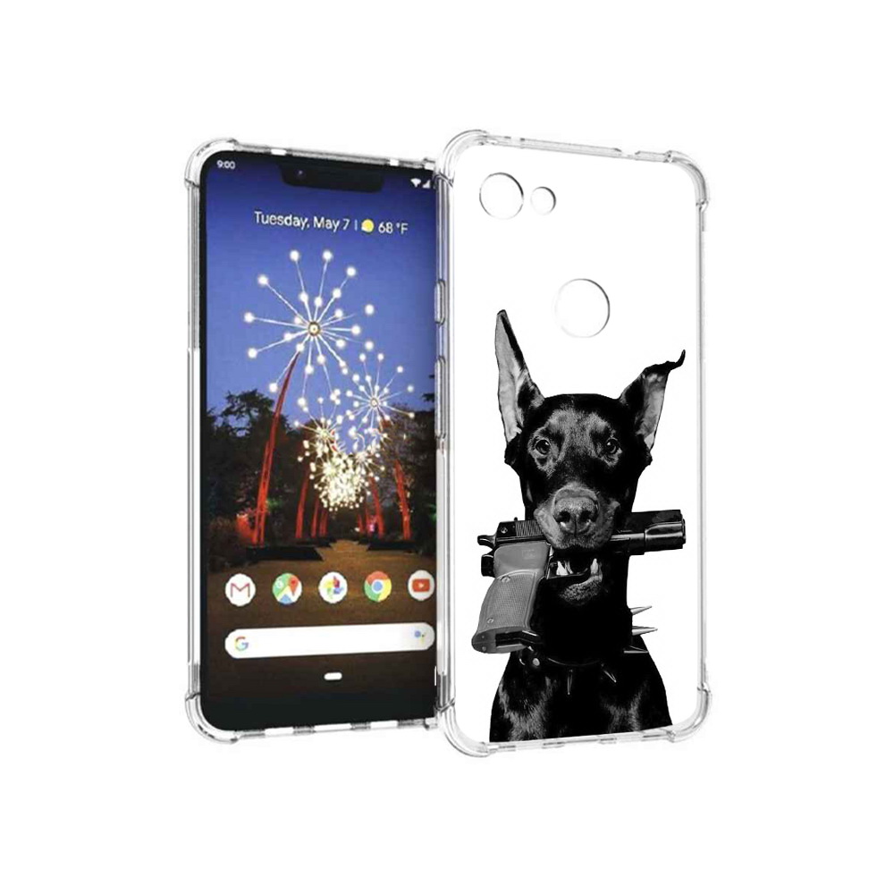 

Чехол MyPads Tocco для Google Pixel 3 XL доберман с пистолетом, Прозрачный, Tocco