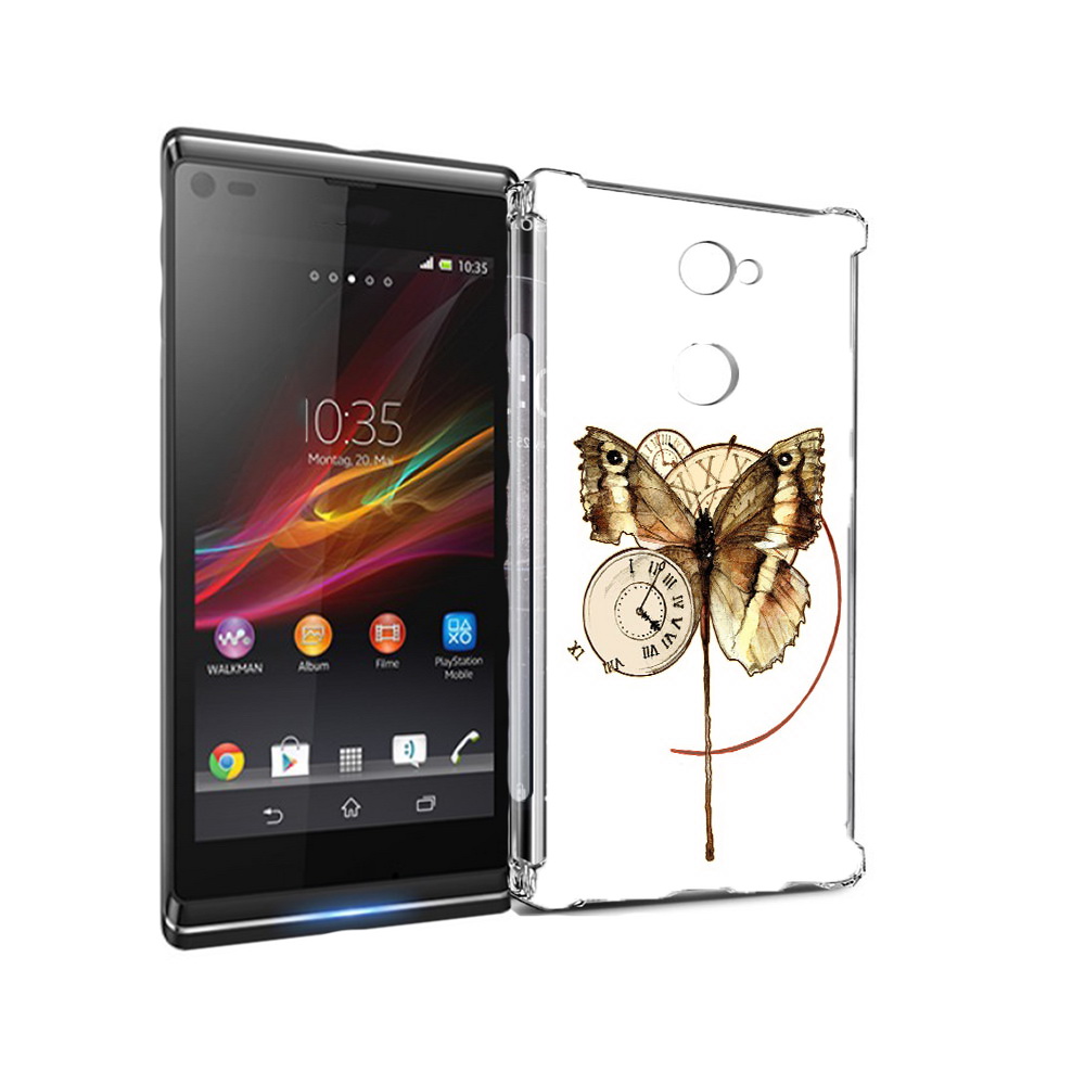 Чехол MyPads Tocco для Sony Xperia L2 старинные часы с бабочкой (PT99662.233.622)