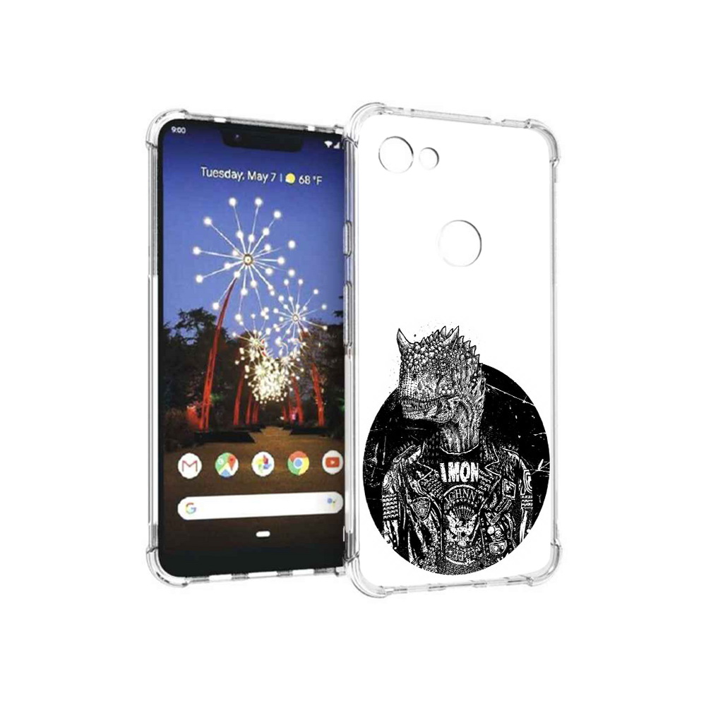 

Чехол MyPads Tocco для Google Pixel 3 XL динозавр в куртке, Прозрачный, Tocco