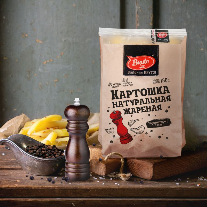 

Чипсы Bruto картошка натуральная жареная с солью и перцем 150 г
