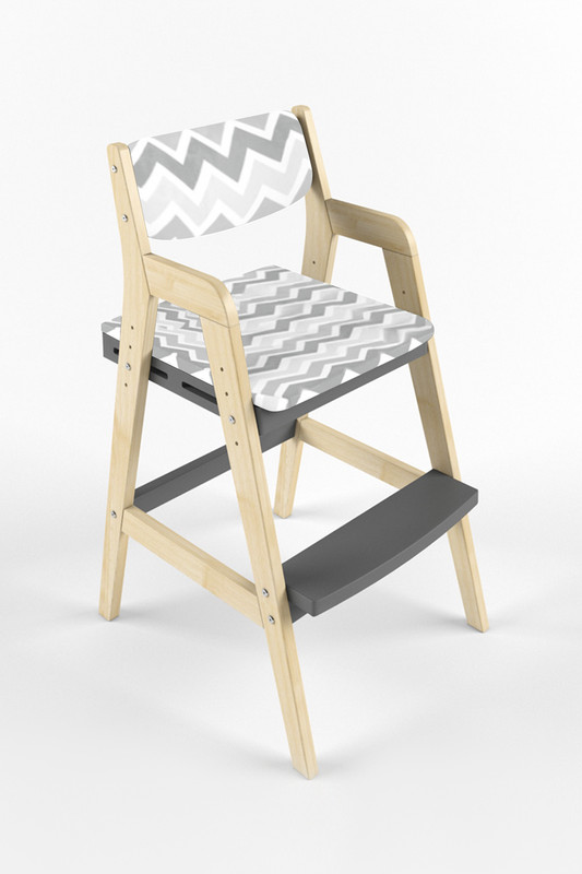 Детский растущий стул Вуди с подушками, цвет Комбо-Серый/Зигзаг PVD0087
