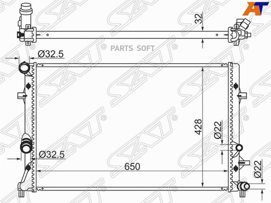 

Sat Радиатор Audi A3 08-13/Skoda Octavia/Yety 09-/Vw Golf/Jetta/Touran 09- 1.2