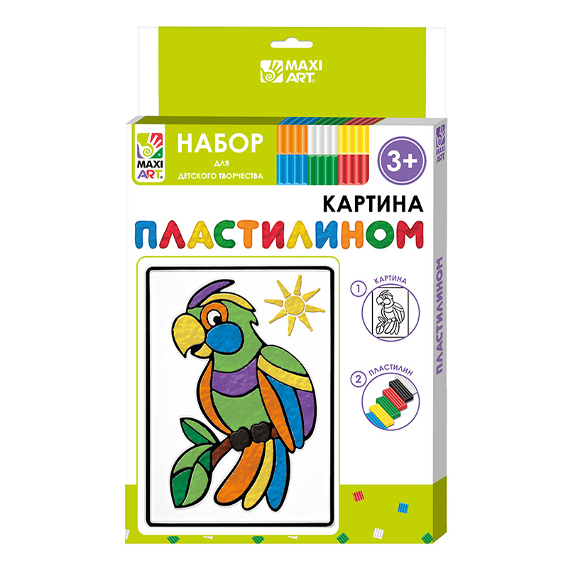 фото Картина пластилином попугай maxi art 12 х 18 см