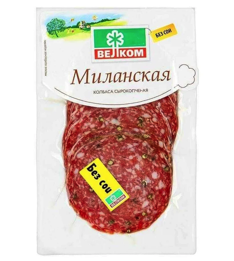 Колбаса сырокопченая Велком | Миланская, нарезка, 90 г