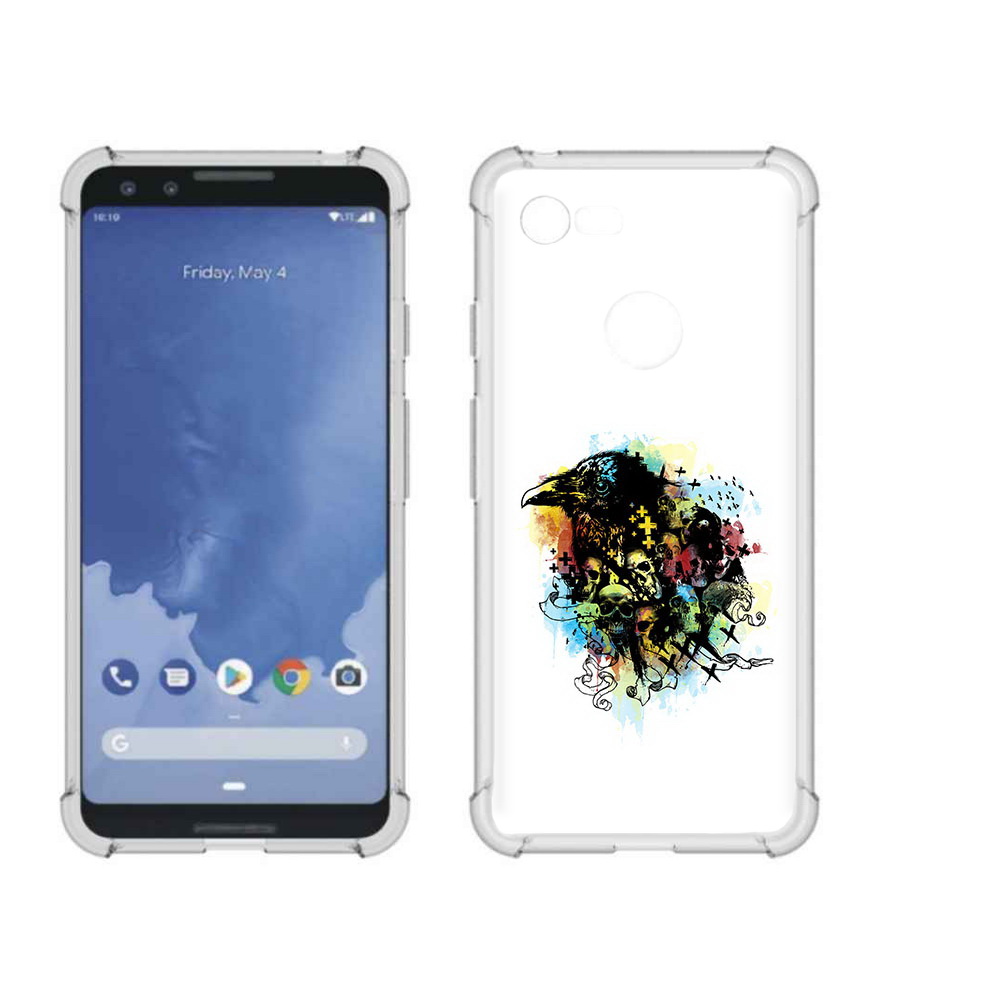 

Чехол MyPads Tocco для Google Pixel 3 ворон и черепа, Прозрачный, Tocco