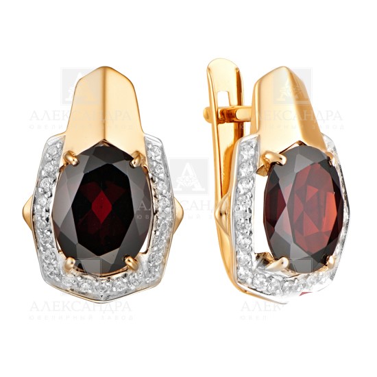 

Серьги из золота Александра кл3601а-2-01, гранат/фианит, кл3601а-2-01