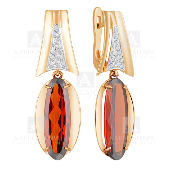 

Серьги из золота Александра кл3276а-34, гранат/фианит, кл3276а-34