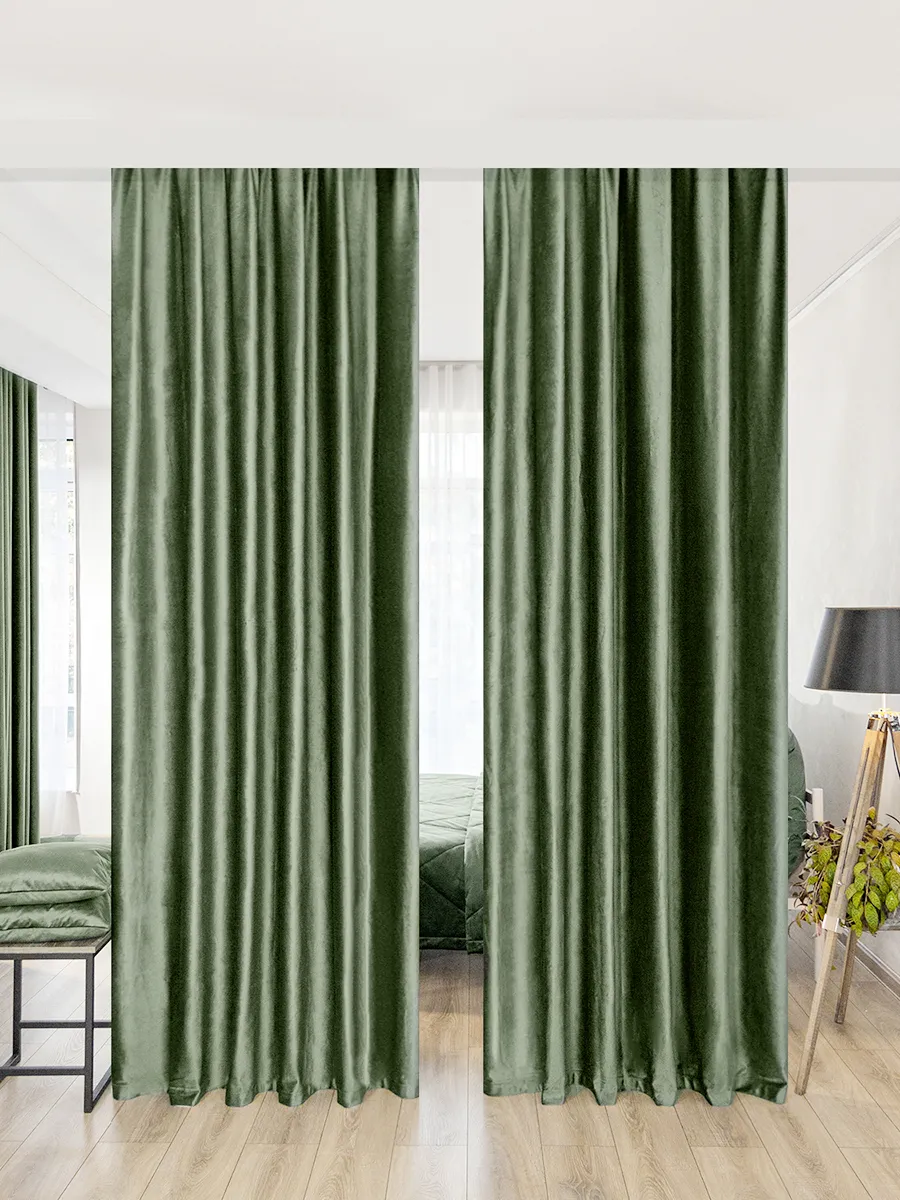 

Комплект штор Evrika Home Бархат 300х320 см Богема Оливковый, серия БОГЕМА 620