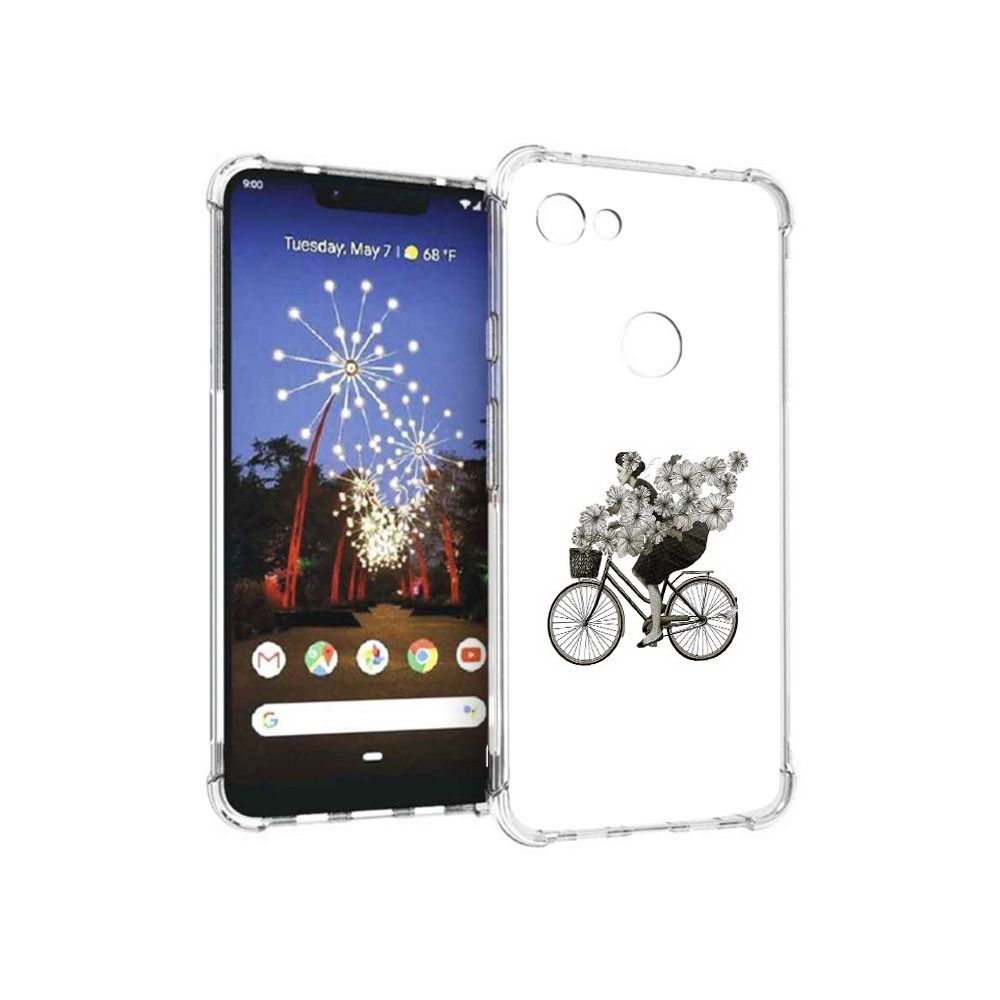 Чехол MyPads Tocco для Google Pixel 3 XL девушка на велосипеде с цветами