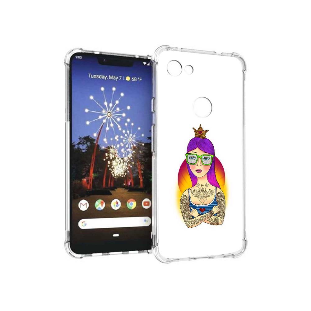 

Чехол MyPads Tocco для Google Pixel 3 XL девушка в татуировках с короной, Прозрачный, Tocco