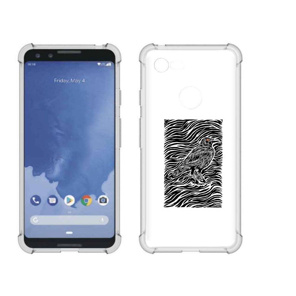 

Чехол MyPads Tocco для Google Pixel 3 ворон в абстракции, Прозрачный, Tocco