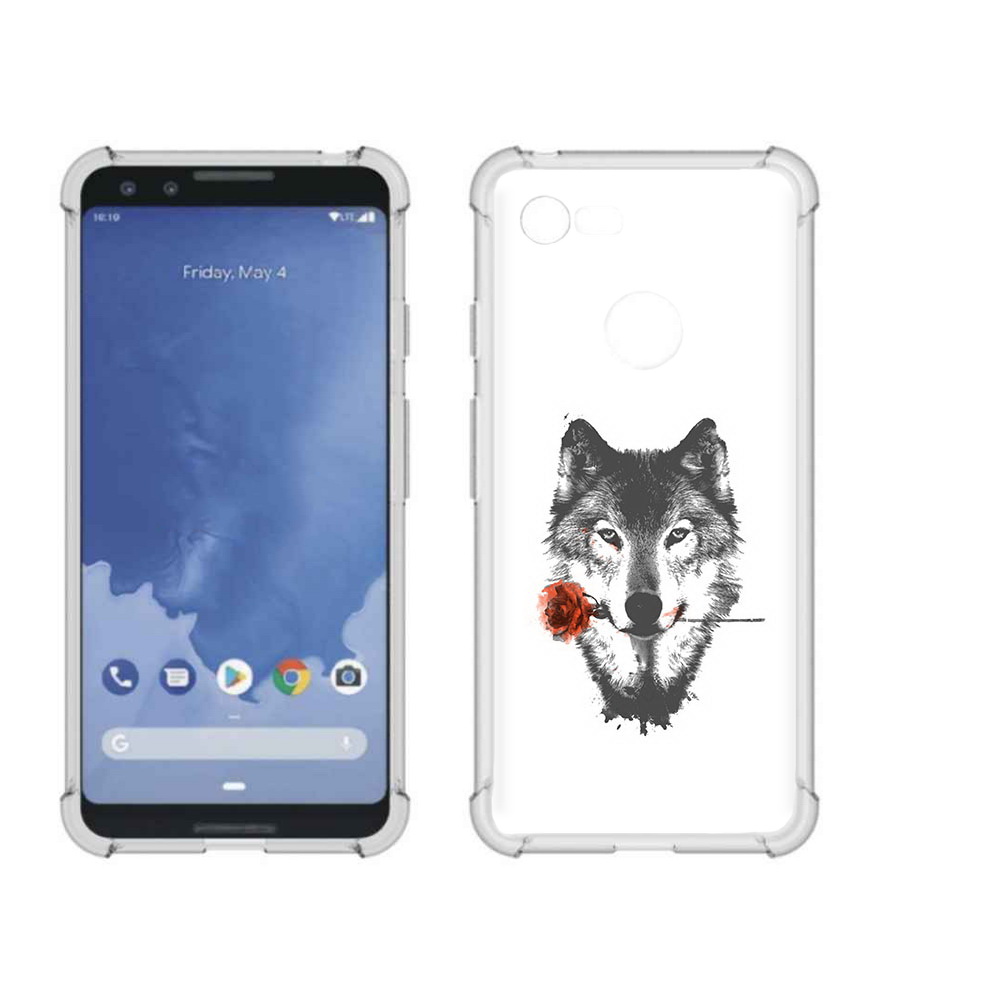 

Чехол MyPads Tocco для Google Pixel 3 волк с розой, Прозрачный, Tocco