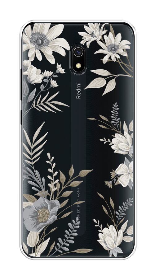 

Чехол на Xiaomi Redmi 8A "Цветы сепия", Серый;прозрачный;зеленый;белый, 37250-1