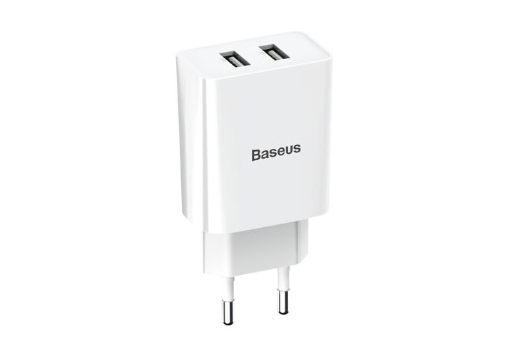 фото Сетевое зарядное устройство baseus speed mini dual u charger,2xusb,2,1 a,(ccfs-r02) white