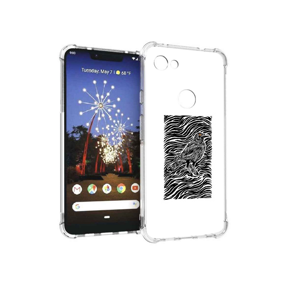 

Чехол MyPads Tocco для Google Pixel 3 XL ворон в абстракции, Прозрачный, Tocco