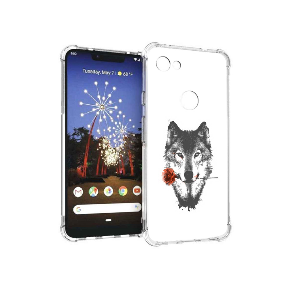 

Чехол MyPads Tocco для Google Pixel 3 XL волк с розой, Прозрачный, Tocco