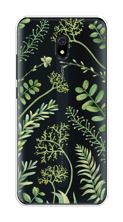 

Чехол на Xiaomi Redmi 8A "Green Leaves", Зеленый;прозрачный, 37250-1