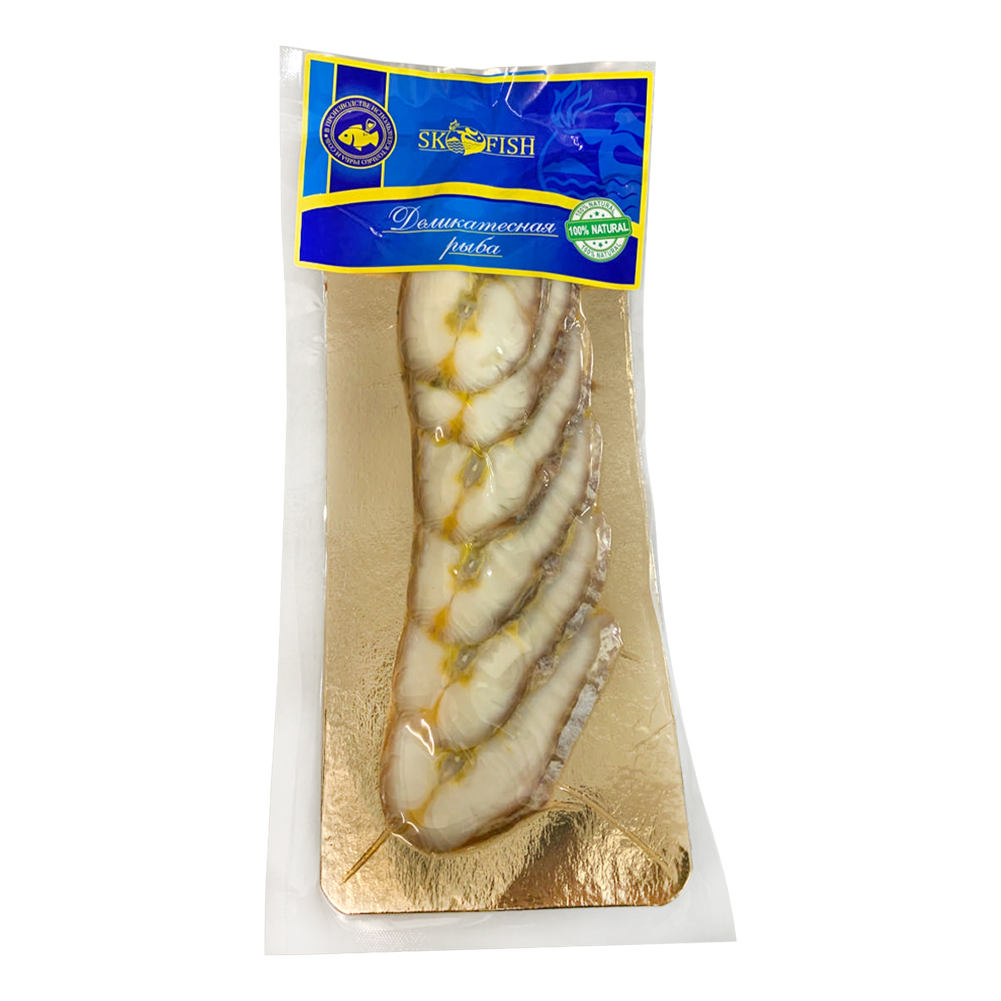 

Осетр SK FISH горячего копчения ломтики 150 г