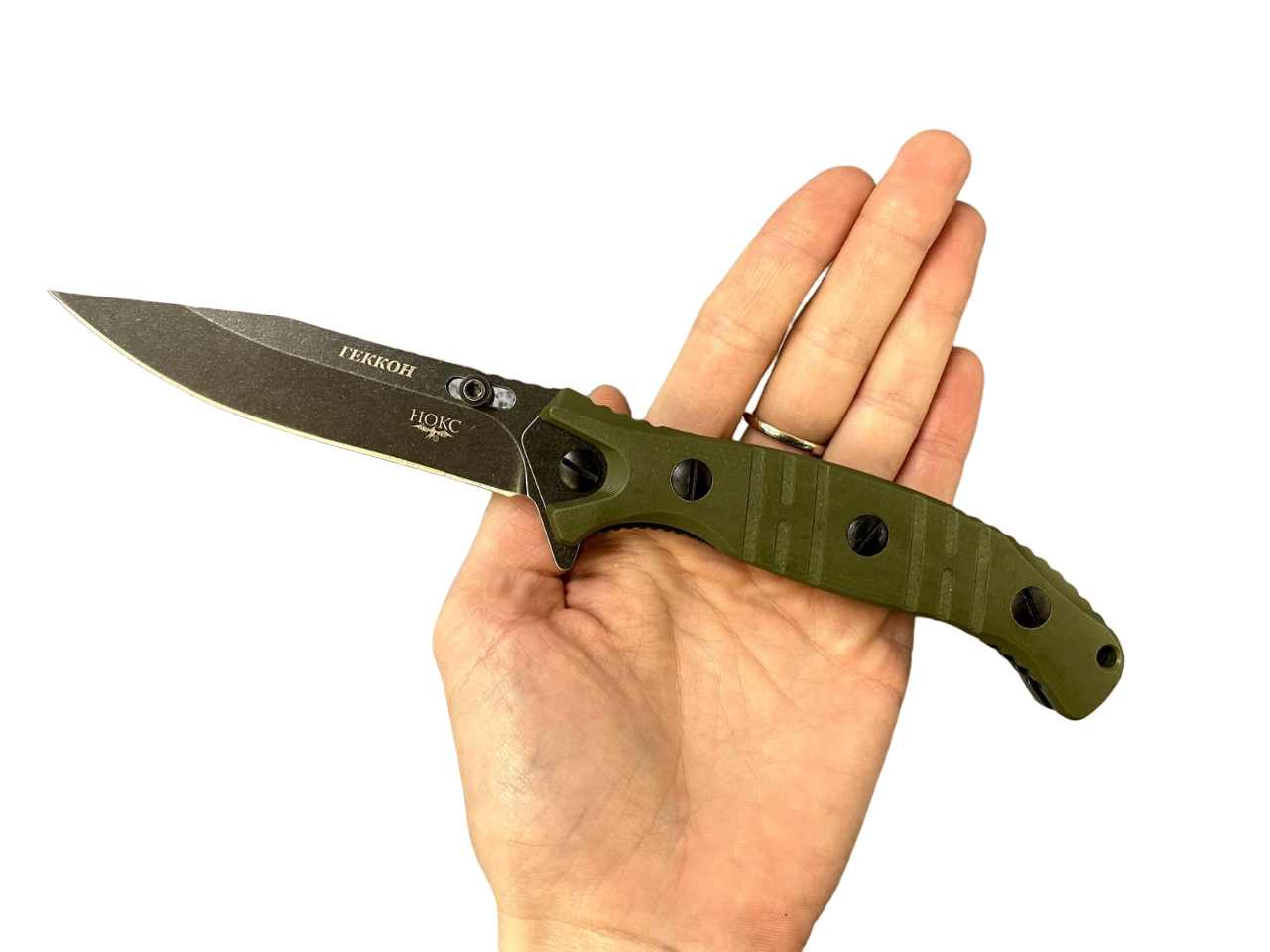 Складной нож Нокс Геккон сталь AUS-8, рукоять стеклотекстолит, зеленый