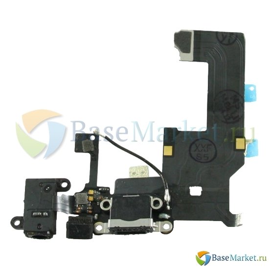 

Шлейф BaseMarket для Apple iPhone 5 разъем зарядки/микрофон/гарнитуру (черный) OEM